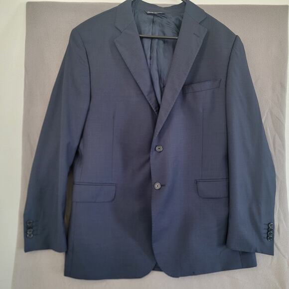 Saks Fifth Avenue Ermenegildo Zegna Navy Blue Blazer Suit Sz 44 100% Wool Italy - Picture 2 of 14